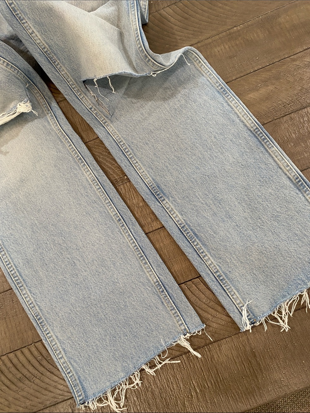 Re/Done Light Wash Straight Leg Jeans with Frayed Hem - Picture 8 of 8